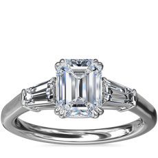 Three-Stone Tapered Baguette Diamond Engagement Ring in Platinum (1/2 ct. tw.)